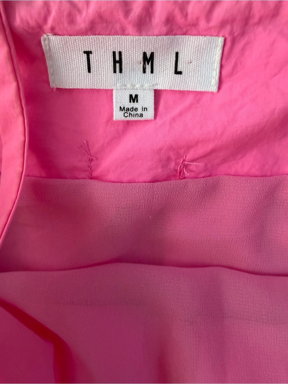 THML Hot Pink Pleated Poplin Midi Dress Size M Bubblegum Pink Sleeveless EUC - Picture 5 of 6